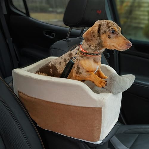 Hunde-Autositz in der Mittelkonsole, Sicherheitsgurte und Leine, stabile Schaumstoff- und Plüschkissen, verstellbare Halterung, große Aufbewahrungstaschen für Zubehör, perfekt für kleine Haustiere und Hunde-Autositz in der Mittelkonsole, Sicherheitsgurte und Leine, stabile Schaumstoff- und Plüschkissen, verstellbare Halterung, große Aufbewahrungstaschen für Zubehör, perfekt für kleine Haustiere und von Picea