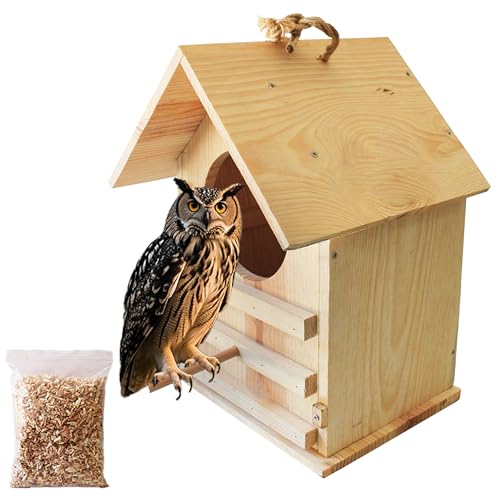 Eule Haus Nistkasten mit Holzspäne - Großes Vogelhaus für draußen von Pickei