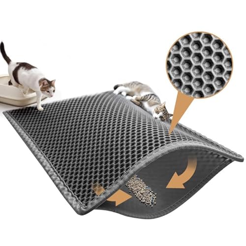 Pieviev Katzenklo Matte XXL, Katzenstreu Matte, Großer Katzenklo Unterleger im Wabendesign, Wasserdichte Unterlage für Katzentoilette, Doppelter EVA Vorleger zum Sammeln von Katzenstreu(Grau 89x61 cm) Pieviev Katzenklo Matte XXL, Katzenstreu Matte, Großer Katzenklo Unterleger im Wabendesign, Wasserdichte Unterlage für Katzentoilette, Doppelter EVA Vorleger zum Sammeln von Katzenstreu(Grau 89x61 cm) von Pieviev