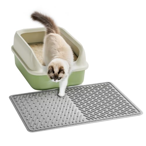 Pieviev Katzenstreu Matte 58×43cm, Wasserdichte Katzenmatte für Katzentoilette, Strukturierte Katzenklo Unterleger zum Auffangen von Katzenstreu, Rutschfeste Katzenstreumatte, Leicht zu reinigen, Grau Pieviev Katzenstreu Matte 58×43cm, Wasserdichte Katzenmatte für Katzentoilette, Strukturierte Katzenklo Unterleger zum Auffangen von Katzenstreu, Rutschfeste Katzenstreumatte, Leicht zu reinigen, Grau von Pieviev