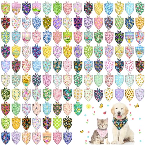 Hundehalstücher für Frühling und Sommer, verstellbar, Blumenmuster, waschbar, Blume, Welpen, Fellpflege, Bandana für Muttertag, kleine, mittelgroße und große Rassen, für Hunde, Katzen Hundehalstücher für Frühling und Sommer, verstellbar, Blumenmuster, waschbar, Blume, Welpen, Fellpflege, Bandana für Muttertag, kleine, mittelgroße und große Rassen, für Hunde, Katzen von Piklodo