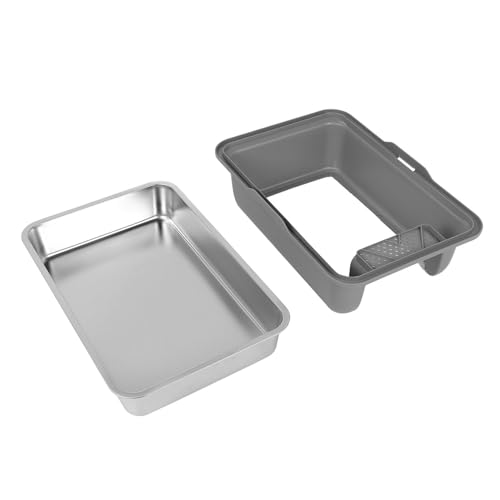 Edelstahl -Stahldrüsenbox Premium rostsicherer Geruch extra große hohe Seiten geschlossene Katzenratschachtel für große Katzen Kätzchen Mehrere Haustiere 60 x 40,5 x 31,5 cm (Grau) von Pilipane