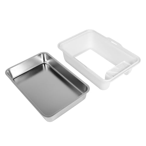 Edelstahl -Stahldrüsenbox Premium rostsicherer Geruch extra große hohe Seiten geschlossene Katzenratschachtel für große Katzen Kätzchen Mehrere Haustiere 60 x 40,5 x 31,5 cm (Weiß) von Pilipane