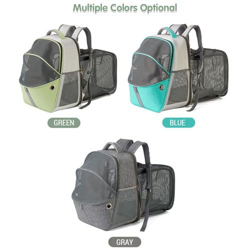 Erweiterbares Haustierträger Rucksack atmungsaktives Netz tragbares Faltbare Haustasche für Katzen für Katzen Hunde Reisen Wandercamping Blaues Grün grau Oxford Stoff 16,54 x (Grau) von Pilipane