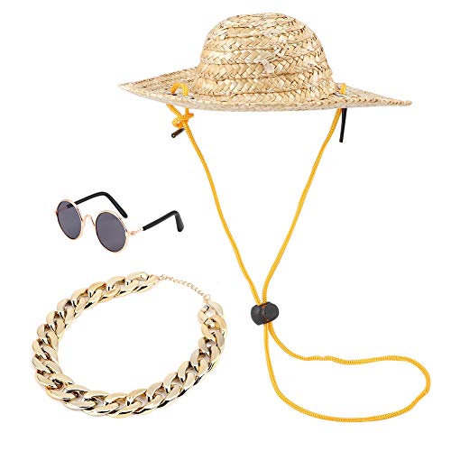 Haustier Mode Sonnenbrille Retro Strohhutkragen Katzen Halskette Haustierfotografie Accessoire Haustier Mode Sonnenbrille Retro Strohhutkragen Katzen Halskette Haustierfotografie Accessoire von Pilipane