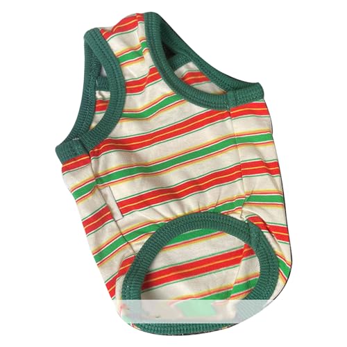 Haustierhund Tanktop Top Weich atmungsaktiv gestreiftes Baumwollpapier ärmellose Hemd Teddy Bichon Frühling Sommer Mode komfortable Weste Stil Kleidung (Grün) von Pilipane