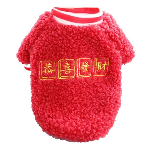 Hund Festivem Hemd warmes weiches modisches Welpe Neujahr Kleidung für Teddy Schnauzer Bichon für den Winter Polyester Komfortable Haustierkleidung Holiday Party Outfit (Rot) von Pilipane
