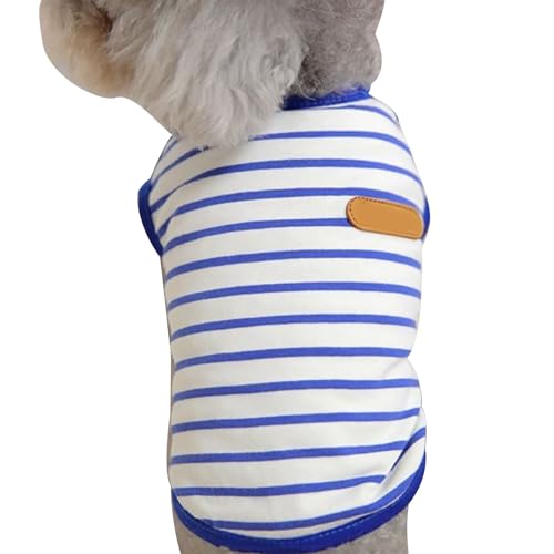 Hund gestreiftes T -Shirt modische weiche Bequeme Dehnbare Haustierweste für Bichon Frise Schnauzer Teddy kleine Hund Kleidung Feder Kleidung Polyester Material (Blau) von Pilipane