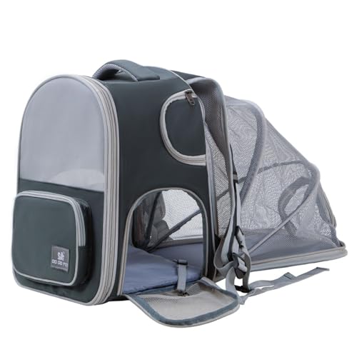 Katzentrage-Rucksack, groß, erweiterbar, weich, für Haustiere, Reisetasche für den Außenbereich, tragbar, atmungsaktiv, Schultertragetasche, Handbox für kleine, mittelgroße und (DarkGreen) von Pilipane