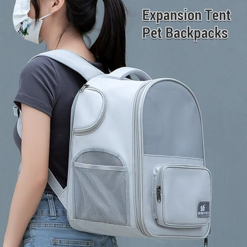 Katzentrage-Rucksack, groß, erweiterbar, weich, für Haustiere, Reisetasche für den Außenbereich, tragbar, atmungsaktiv, Schultertragetasche, Handbox für kleine, mittelgroße und (Grau) von Pilipane
