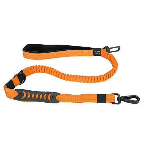 Pet Safety Car Seatgurt Hunde Gehund Leine Antilost Reflexionstraining Nylonriemen Langlebiger elastischer Traktionsgürtel mit abgeschlossenem Schnalle zum Gehen und Fahren (Orange) von Pilipane