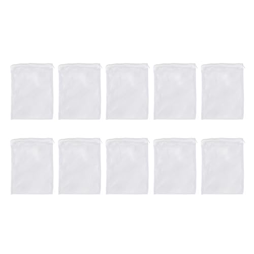 Pilipane Aquariumfilter -Medienbeutel großer Netzloch -Reißverschluss -Fischtankfiltertasche für körnig aktivierte Kohlenstoff weiß 10pcs Nylonnetz 18 x 25 cm von Pilipane
