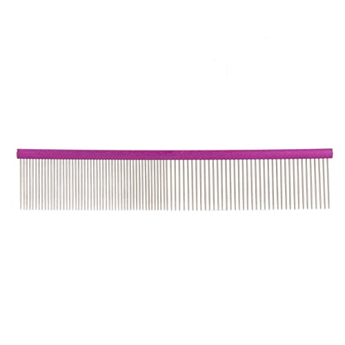 Pilipane Pet Steel Comb Professional -Pflegewerkzeug mit rostfreien Stahlzähne abgerundete Enden für Lange und kurzhaarige Rassen ergonomischem Griff und 2 Dichten (Lila 19cm/7,5in) von Pilipane