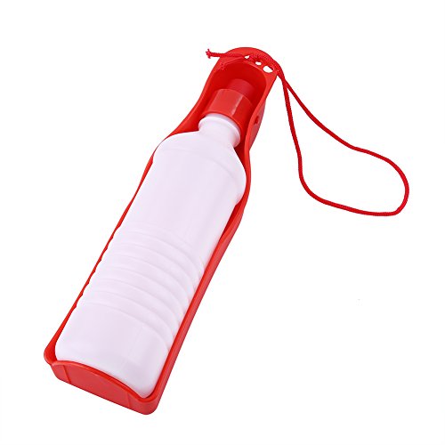 Tragbare Haustierhundwasserflasche mit Spender Travel Travel Trinkfutterbrunnen für Spaziergänge Wanderungen Camping rosa rot Blau 250 ml 500 ml (Pilipanev2j-06) von Pilipane