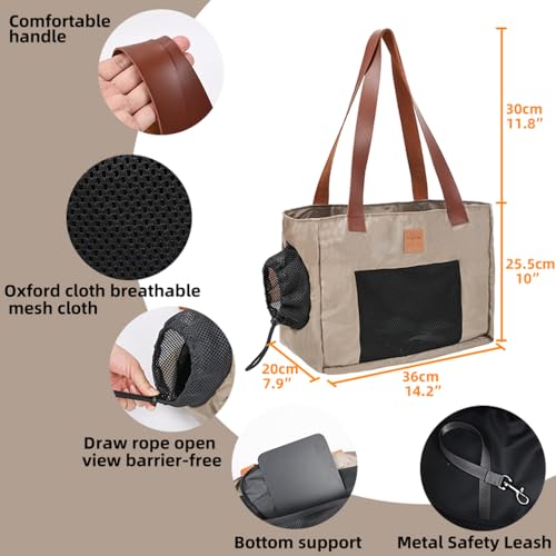 Tragbarer Katzenträger atmungsaktives Haustier -Taschen -Taschen -Taschen -Tasche für kleine Hunde und Katzen Oxford Stoff tragen resistente schmutzfeste, große Kapazitätsdesign (Khaki) von Pilipane