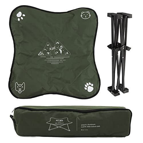 Tragbares Und Faltbares Erhöhtes Hundebett Mit Weichem Kissen, Hundebett Im Freien Für Bequeme Haustierruhe(Militärgrün) von Pilipane