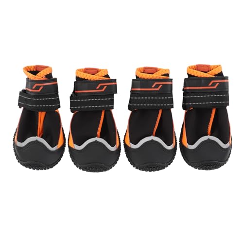 Wasserfeste Hundestiefel Anti -Schlupf -Verstellbarer Abrieberde warme Winterhundschuhe für große Hunde 4 Stcs Gummi -Sohle Reflexionsstreifen (5#) von Pilipane
