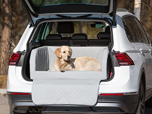 Hundeautositz, Hundedecke Auto Vordersitz/Rückbank, Transportbox Katze, Hundebox, Hundekorb, Hundegeschirr, Hundebett, Hundekörbchen (Asche Skaj, (1) 70x92x39 cm) von PillowPrim