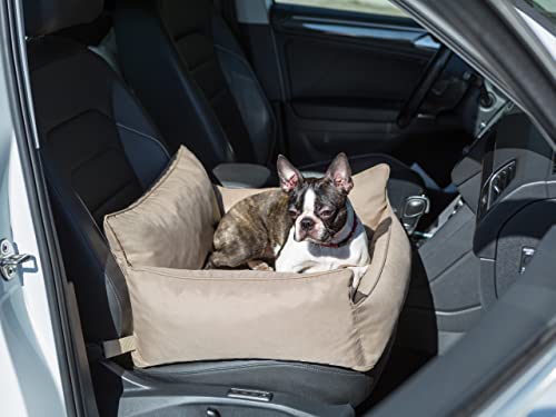 Hundeautositz, Hundedecke Auto Vordersitz/Rückbank, Transportbox Katze, Hundebox, Hundekorb, Hundegeschirr, Hundebett, Hundekörbchen (Beige Oxford) von PillowPrim