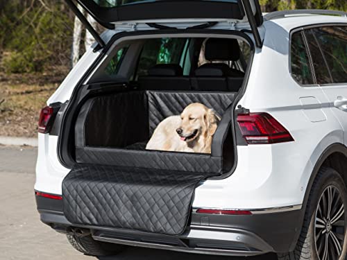 Hundeautositz, Hundedecke Auto Vordersitz/Rückbank, Transportbox Katze, Hundebox, Hundekorb, Hundegeschirr, Hundebett, Hundekörbchen (Schwarz Skaj, (1) 70x92x39 cm) von PillowPrim