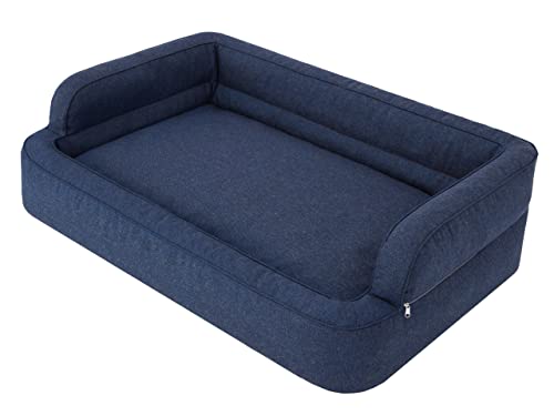 PillowPrim Hundebett, Möbel für Tiere, Katzenbett, Abnehmbar Bezug, Hundekorb, Hundekissen, Hundeliege, Schlafplätze, Hundesofa, Navy Blau, L: 78x47 cm von PillowPrim