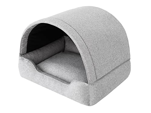 PillowPrim Hundebett, Stoffhundehaus, Katzenhöhle, Hundehütte, Hundekorb, Hundeliege, Schlafplätze, Möbel für Tiere, Hundesofa, Asche, XL: 82x58 cm von PillowPrim