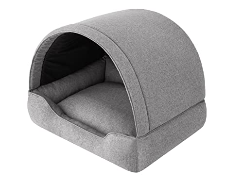 PillowPrim Hundebett, Stoffhundehaus, Katzenhöhle, Hundehütte, Hundekorb, Hundeliege, Schlafplätze, Möbel für Tiere, Hundesofa, Grau, XL: 82x58 cm von PillowPrim