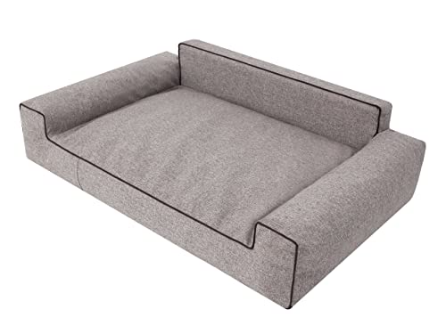 PillowPrim Hundebett, Möbel für Tiere, Katzenbett, Abnehmbar Bezug, Hundeliege, Schlafplätze, große Hunde, Hundesofa, Korb, Waschbar, Cappuccino, XL: 98x66 cm von PillowPrim
