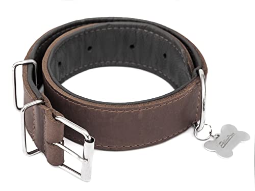 Hundehalsband Leder, Halsband, Leder, Lederhalsband Hund, Metallschnalle, 65 x 4 cm, Braun Hundehalsband Leder, Halsband, Leder, Lederhalsband Hund, Metallschnalle, 65 x 4 cm, Braun von PillowPrim