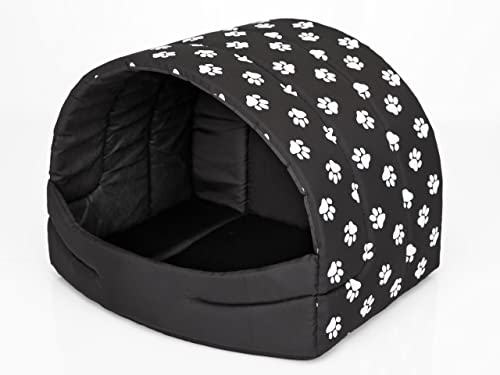 Hundehütte Hundehöhle Hundebett Hundehaus Katzenhöhle Schlafplatz M - 50x38 cm Schwarz mit Pfoten Hundehütte Hundehöhle Hundebett Hundehaus Katzenhöhle Schlafplatz M - 50x38 cm Schwarz mit Pfoten von PillowPrim
