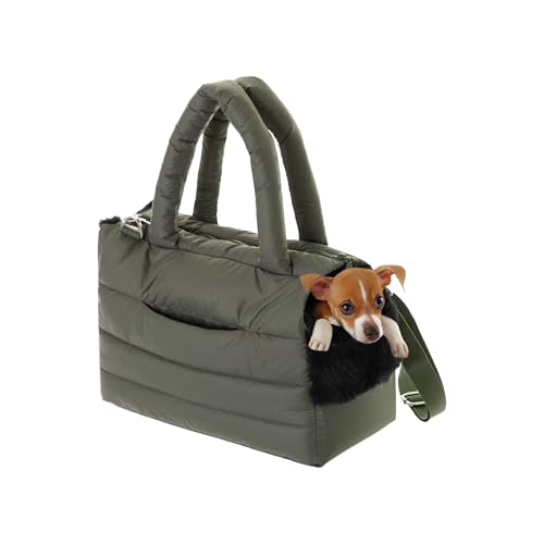 Hundetasche, Welpentasche - Tragetasche für kleinen und mittleren Hund, Katze - S - bis 5 kg, Tasche für unterwegs, Hundetrage mit Karabiner, Dog Carrier, Transporttasche, olivgrün Hundetasche, Welpentasche - Tragetasche für kleinen und mittleren Hund, Katze - S - bis 5 kg, Tasche für unterwegs, Hundetrage mit Karabiner, Dog Carrier, Transporttasche, olivgrün von PillowPrim