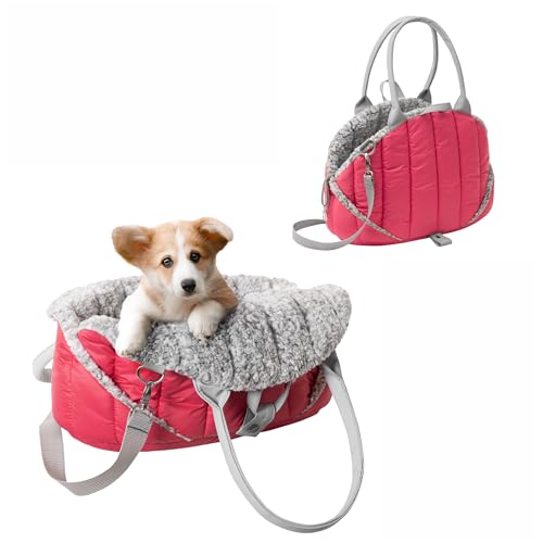 Hundetragetasche, Vertellbar, Schultergurt, Haustiertragetasche, Transport, Katzentasche, Reisetasche, Camping, Tasche, Himbeer, 38x24x28 cm Hundetragetasche, Vertellbar, Schultergurt, Haustiertragetasche, Transport, Katzentasche, Reisetasche, Camping, Tasche, Himbeer, 38x24x28 cm von PillowPrim