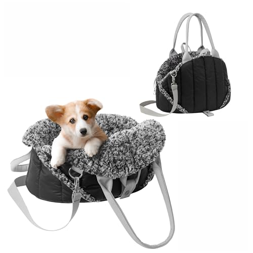 Hundetragetasche, Vertellbar, Schultergurt, Haustiertragetasche, Transport, Katzentasche, Reisetasche, Camping, Tasche, Schwarz, 47x29x32 cm von PillowPrim