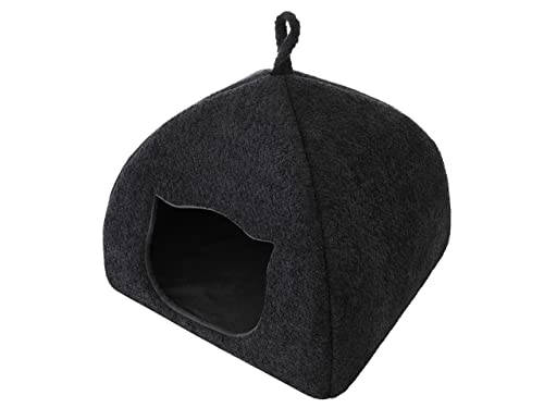 Katzenhaus, warmes Katzehütte, Stoffhaus, Katzenhöhle, Schlafplãtzekatzenbox, Katzenbox, Hundehöhle, Huastierbett, Schwarz Anthology, M: 38x38x30 cm von PillowPrim