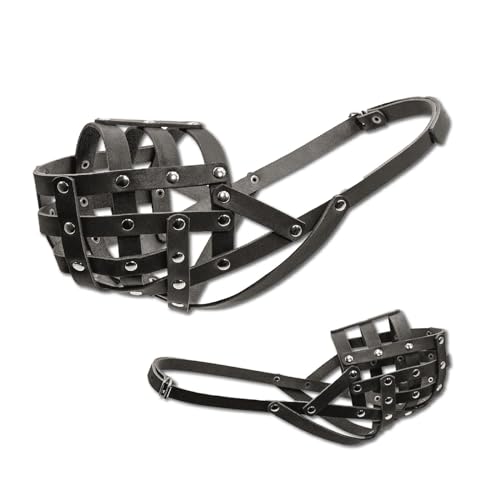 Ledermaulkörbe für Hunde, Verstellbar, Atmungsaktive Haustier Maske Hundetraining, Sicherer, Rottweiler, Pitbull Terrier, Boxer, Amstaff, Schwarz Ledermaulkörbe für Hunde, Verstellbar, Atmungsaktive Haustier Maske Hundetraining, Sicherer, Rottweiler, Pitbull Terrier, Boxer, Amstaff, Schwarz von PillowPrim