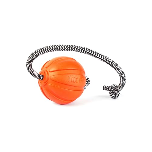 PillowPrim Ball mit Schnur für kleine Hunde, Schwimmt, Bindung zwischen Hund und Mensch, Harmolos, Hundespielzug, Hundetraining, Ø 5 cm, Orange von PillowPrim