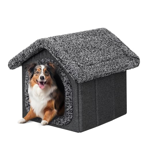 PillowPrim Haustierhütte Hundehaus Höhle Hundehütte Katzenhütte Hundehöhle Katzenhaus Hundekissen Katzenkissen Flauschiges Haus, Schwarz, 38x44x45 cm von PillowPrim