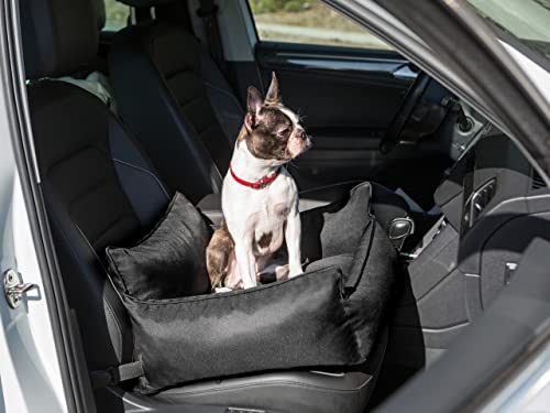 Hundeautositz, Hundedecke Auto Vordersitz/Rückbank, Transportbox Katze, Hundebox, Hundekorb, Hundegeschirr, Hundebett, Hundekörbchen (Schwarz Oxford) von PillowPrim