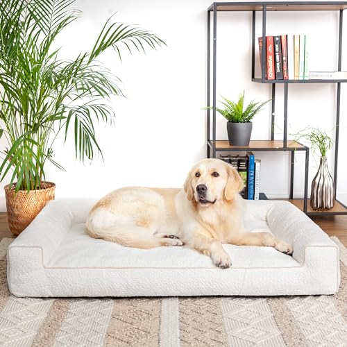 PillowPrim Hundebett, Haustiermatratze, Katzenbett, Hundekissen, Hundekorb, Hundesofa, Liegeplatz für Hund, Orthopädische, Hundemöbel, Ecru, 100x66 cm von PillowPrim