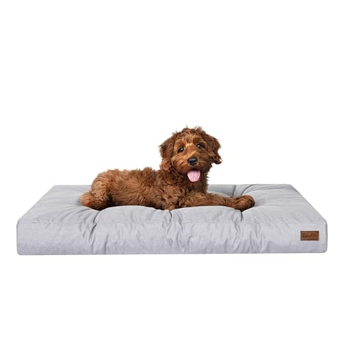 PillowPrim Hundebett, rechteckige Form, Haustiermatratze, Katzenbett, Hundekissen, Korb, Hundesofa, Liegeplatz, Gesteppt, Kissen, für mittelgroße Hunde, Asche von PillowPrim