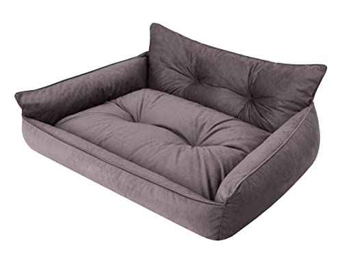 PillowPrim Hundebett Haustierbett Liegen Hundekissen Gesteppt Bett Hundeliege Hundematratze Sofa Tierbett Hundesofa Matratze, XXL - 106 x 80 cm, Braun Fancy von PillowPrim