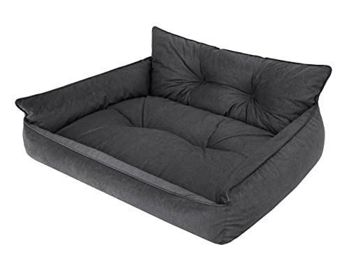 PillowPrim Hundebett Haustierbett Liegen Hundekissen Gesteppt Bett Hundeliege Hundematratze Sofa Tierbett Hundesofa Matratze, XXL - 106 x 80 cm, Graphit Fancy von PillowPrim