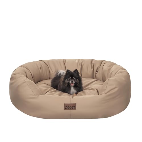 PillowPrim Hundebett | Hundekörbchen für kleine, mittelgroße und große Hunde | Hundekissen | Hundesofa | EInfach zu reinigen | L - 76x59 cm | Beige von PillowPrim