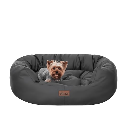PillowPrim Hundebett | Hundekörbchen für kleine, mittelgroße und große Hunde | Hundekissen | Hundesofa | EInfach zu reinigen | L - 76x59 cm | Graphit von PillowPrim