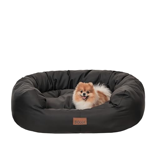 PillowPrim Hundebett | Hundekörbchen für kleine, mittelgroße und große Hunde | Hundekissen | Hundesofa | EInfach zu reinigen | L - 76x59 cm | Schwarz von PillowPrim