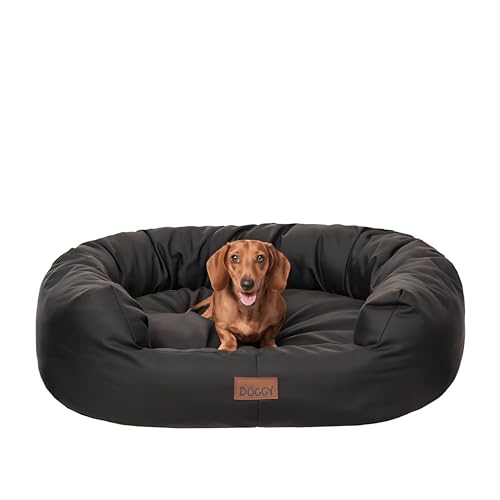 PillowPrim Hundebett | Hundekörbchen für kleine, mittelgroße und große Hunde | Hundekissen | Hundesofa | EInfach zu reinigen | XL - 93x74 cm | Schwarz von PillowPrim