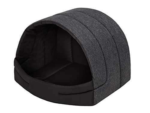 PillowPrim Hundehütte Hundehöhle Hundebett Hundehaus Katzenhöhle Schlafplatz M - 50x38 cm Schwarz von PillowPrim