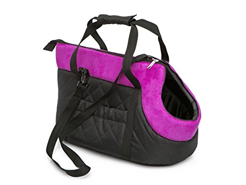 Hundetasche Tragetasche für kleinen und mittleren Hund Welpen Katze, Schwarz mit Pink - von 3 kg von PillowPrim