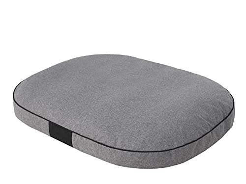 Pillowprim Hundekissen Hundebett Hundematratze Kissen Hundeschlaufplatz Bett Hundekorb Hundesofa ovale Matratze mittelgroße Hunde L - 87 x 68 cm Dunkelgrau ökologische Leinenstoffe von PillowPrim