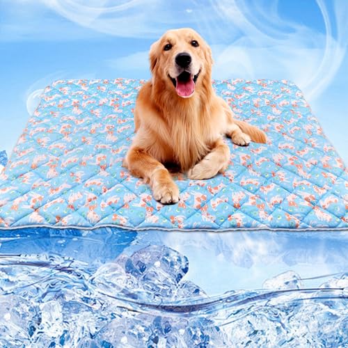 Kühlmatte für Hunde, Kühldecke für Hundebett, Eisseide, Kühlkissen für Hunde, Möbelschutz, hochwertige, weiche, waschbare Haustierdecke (71,1 x 101,6 cm, Blau) von Pilviset
